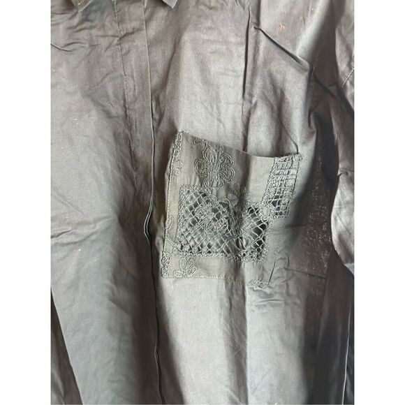Black lace long sleeve button up shirt - Picture 7 of 12